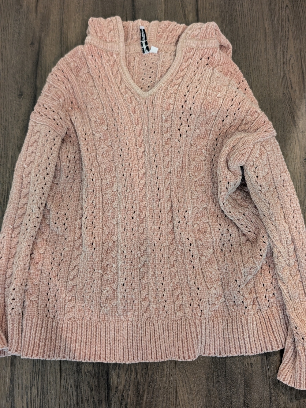 3/$30 💜 Soft Cable V-Neck Sweater Hoodie in Blush Pink Size XS